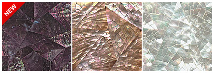 CushCush Featured Inlay Surfaces: White Mother of Pearl – Crack, Pink Mother of Pearl – Crack, Lila Pearly Mussel Shell – Crack